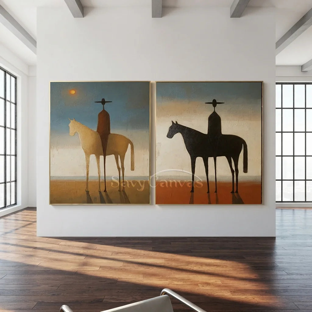 Expressionist Western Horse Art | Handmade Canvas Set #SS 351