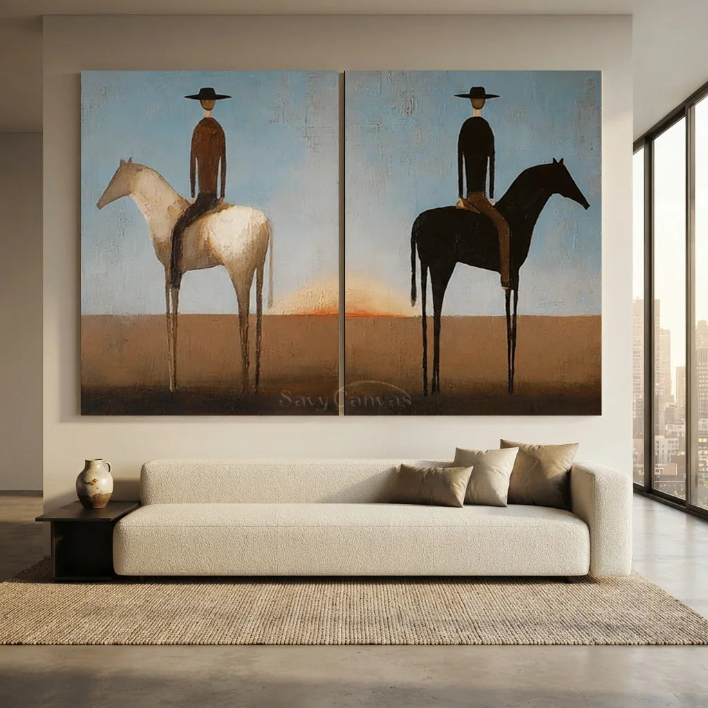 Handmade Expressionist Minimalist Western Horse Oil Painting #SS 352