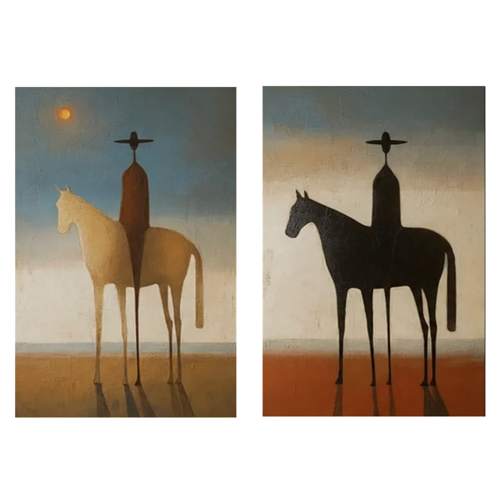 Expressionist Western Horse Art | Handmade Canvas Set #SS 351