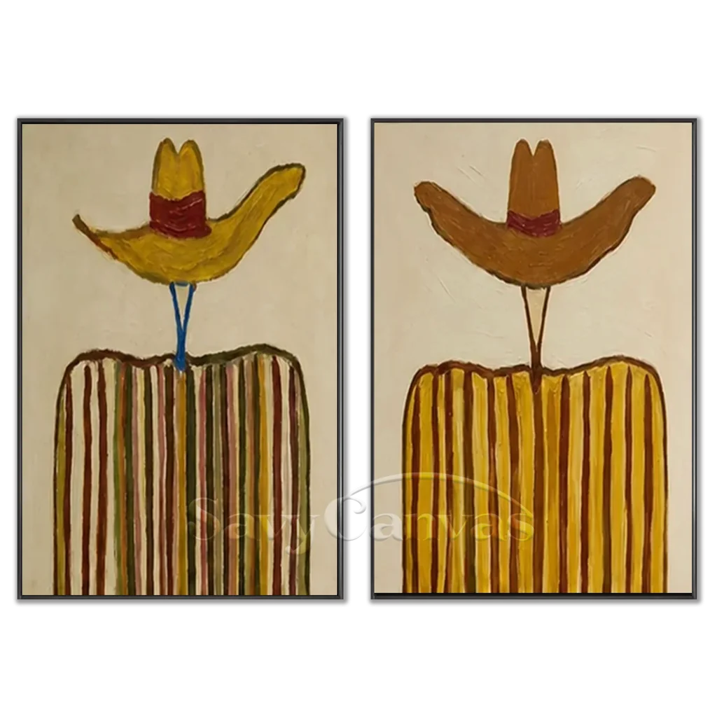 Handmade Expressionist Western Cowboy Hat Oil Painting Set #SS 353