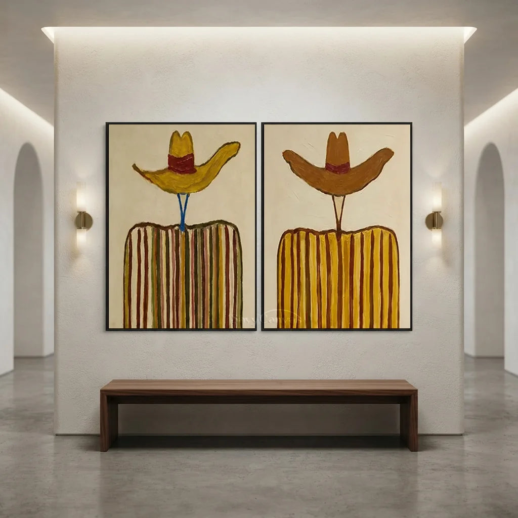 Handmade Expressionist Western Cowboy Hat Oil Painting Set #SS 353