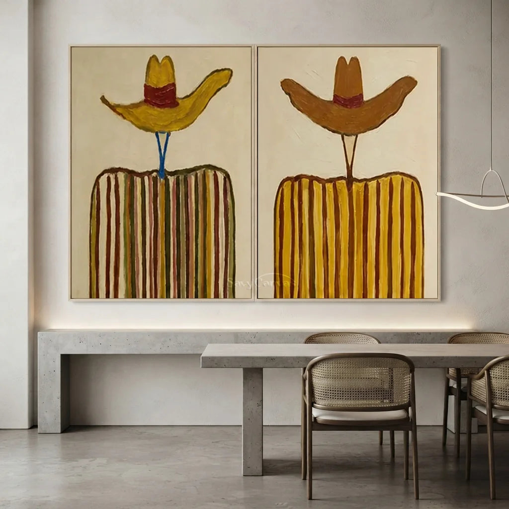 Handmade Expressionist Western Cowboy Hat Oil Painting Set #SS 353