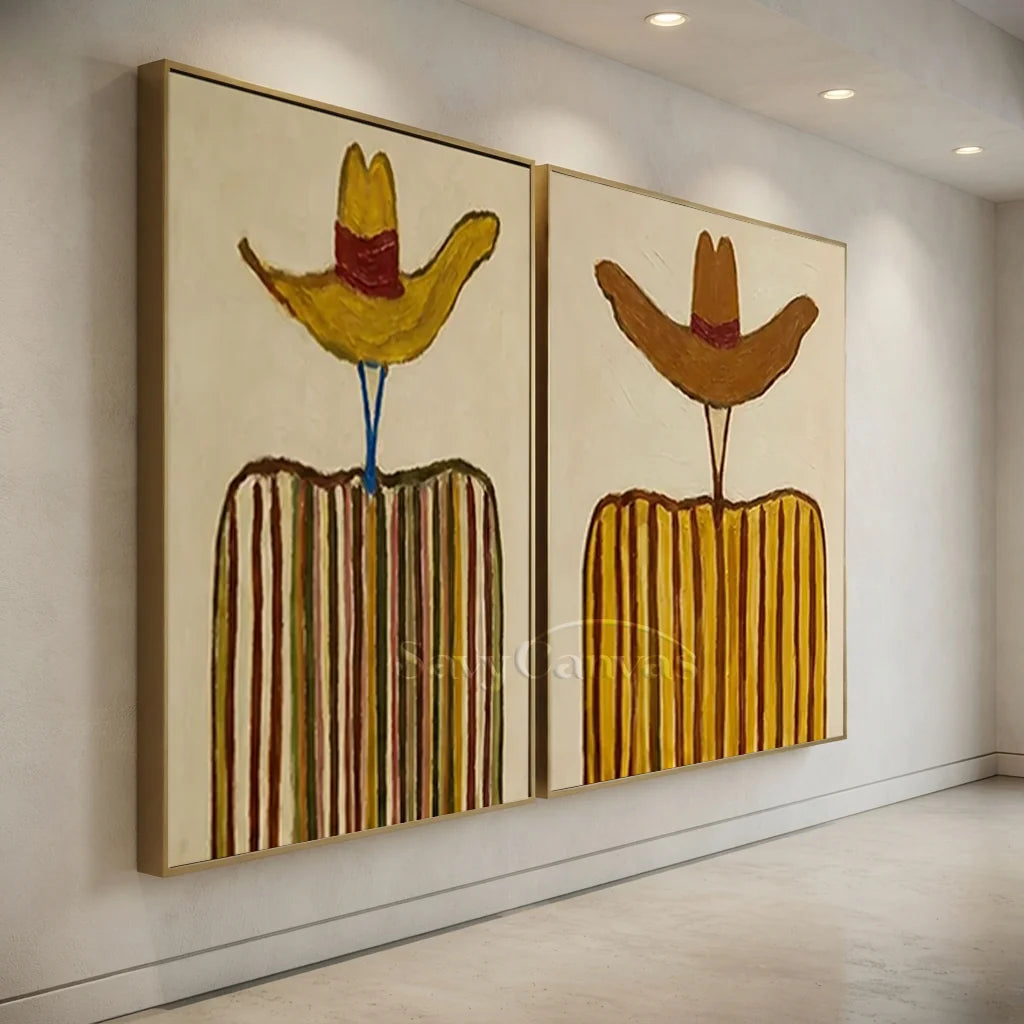 Handmade Expressionist Western Cowboy Hat Oil Painting Set #SS 353