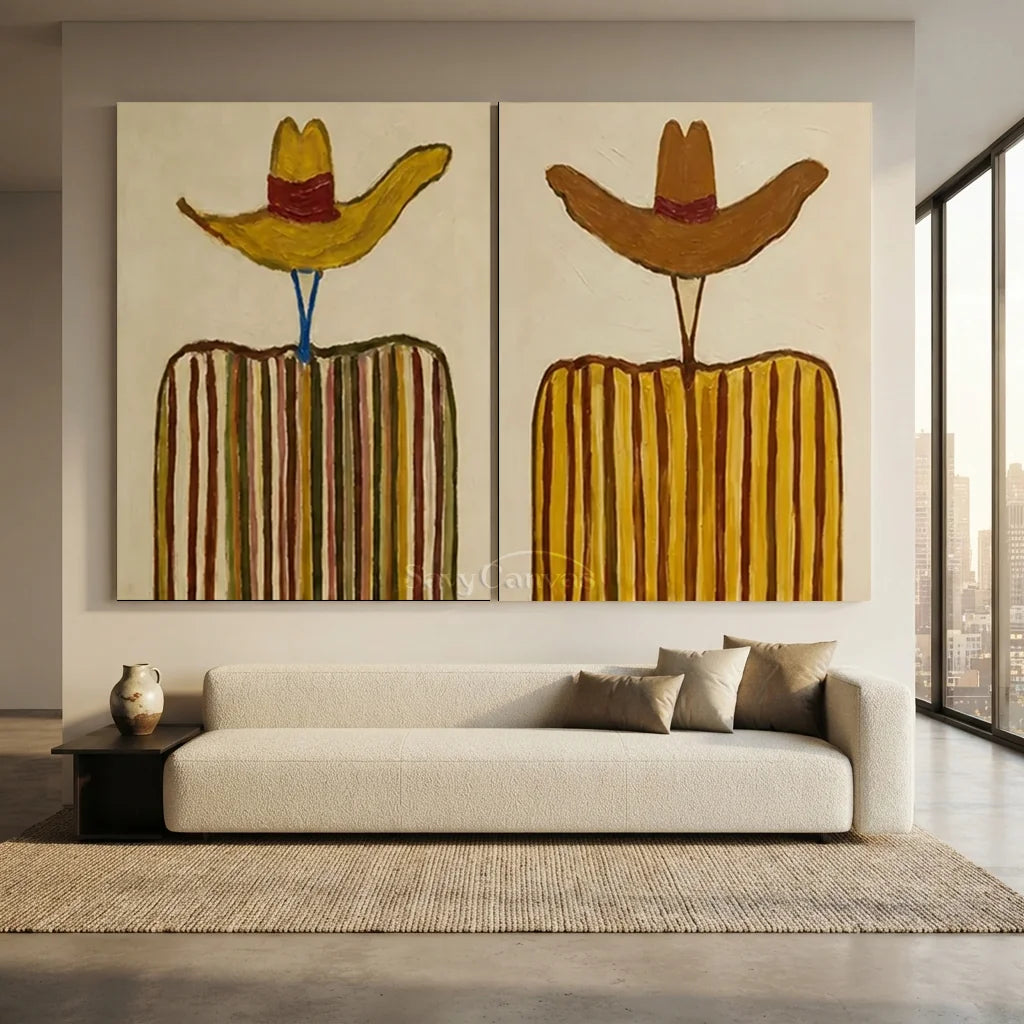 Handmade Expressionist Western Cowboy Hat Oil Painting Set #SS 353