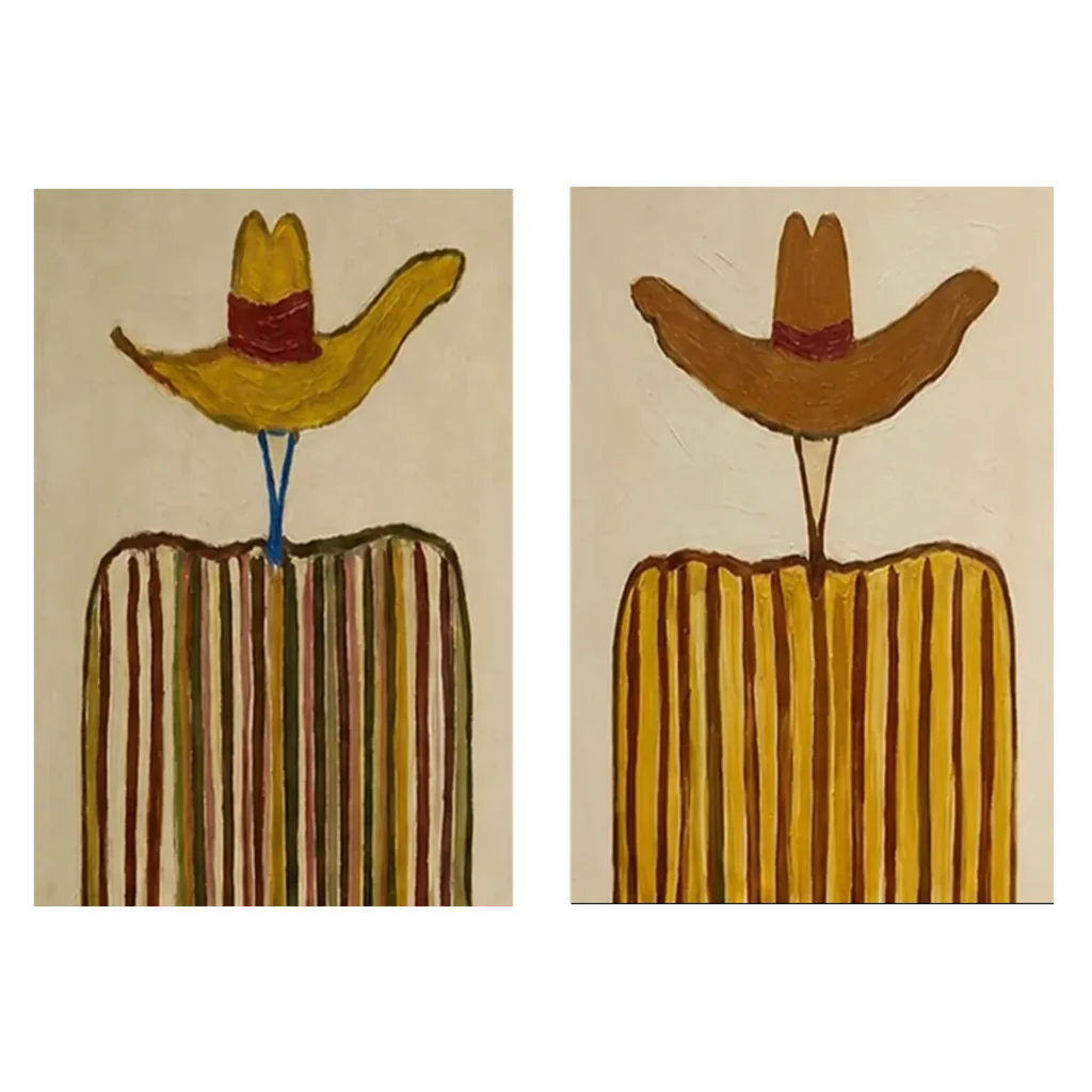 Handmade Expressionist Western Cowboy Hat Oil Painting Set #SS 353