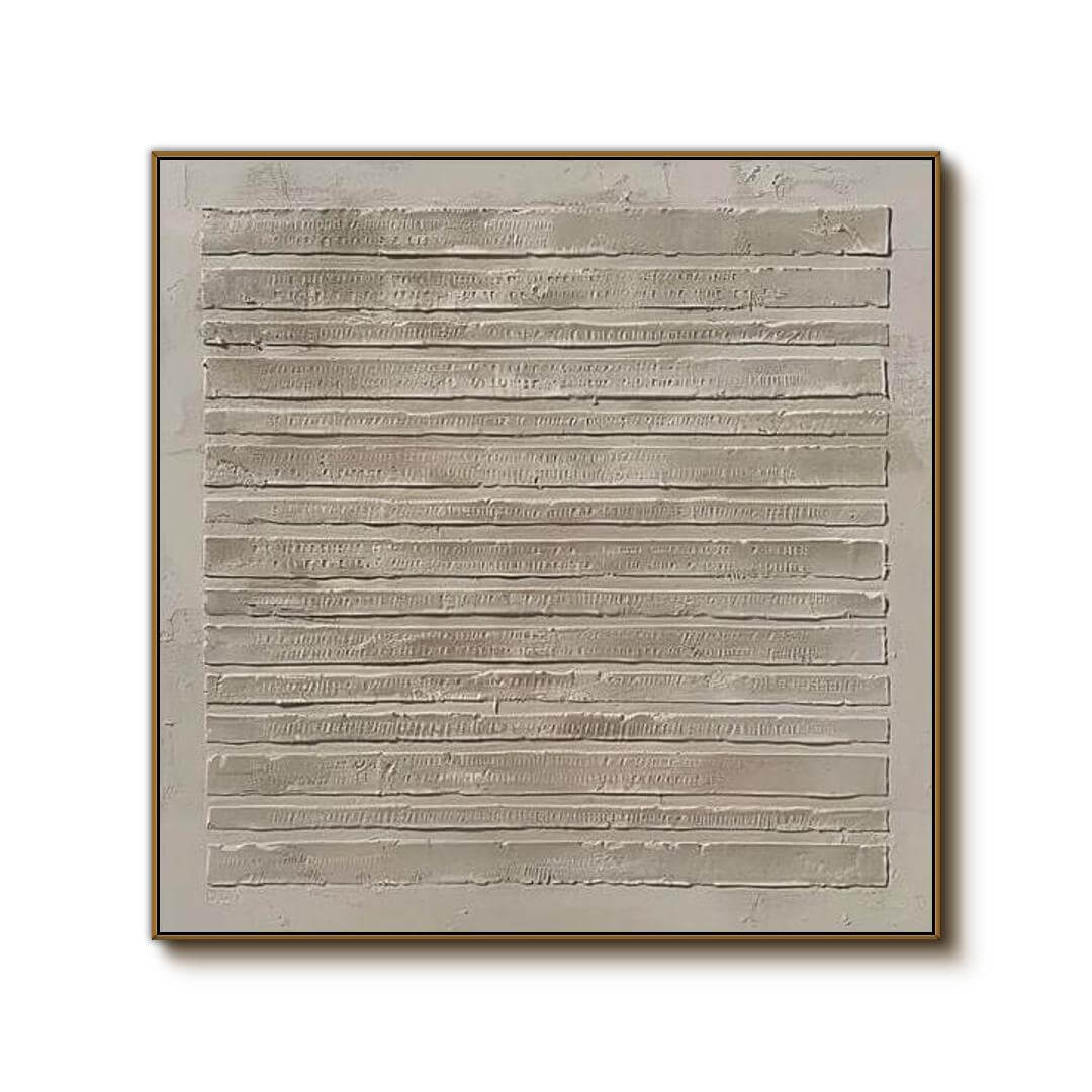 Textured 3D Linear Painting | Minimalist Beige Wall Art #AA 046
