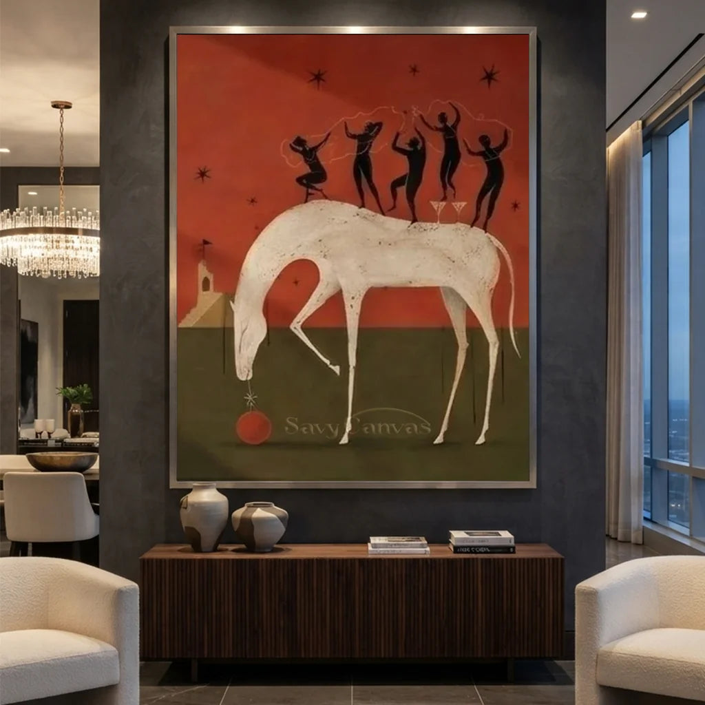 Surreal White Horse Handmade Oil Painting #SS 346