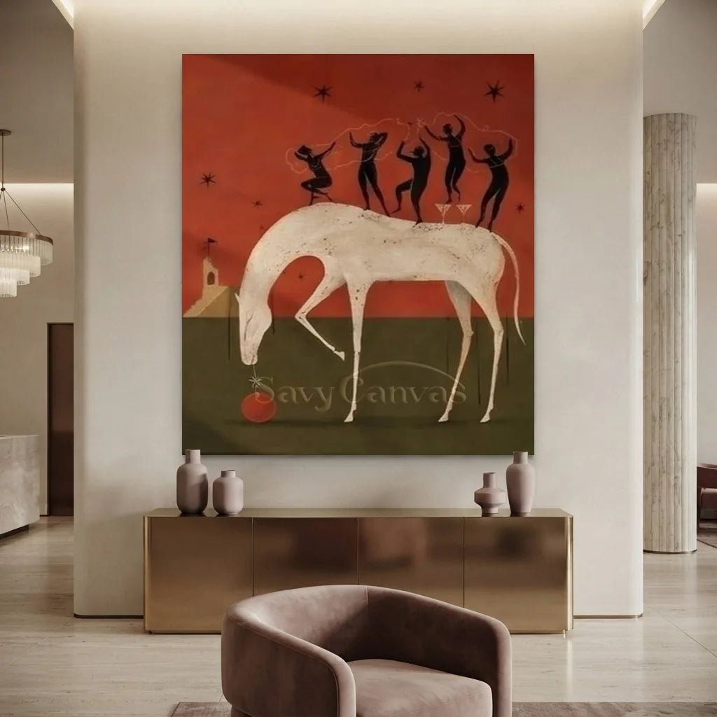 Surreal White Horse Handmade Oil Painting #SS 346