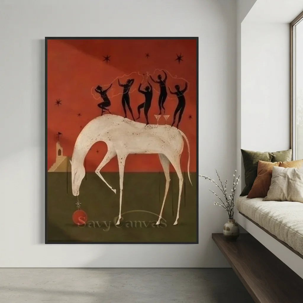 Surreal White Horse Handmade Oil Painting #SS 346