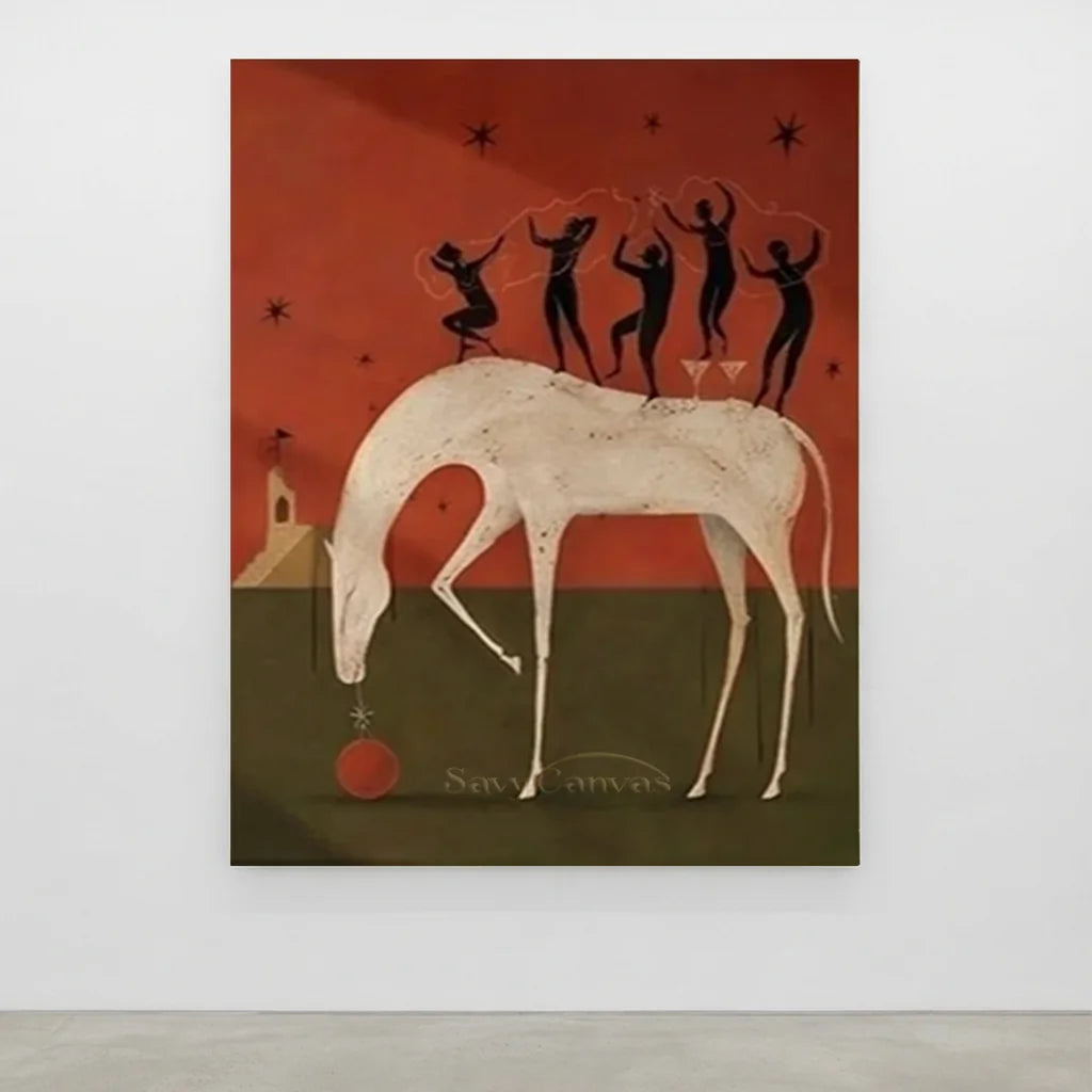 Surreal White Horse Handmade Oil Painting #SS 346