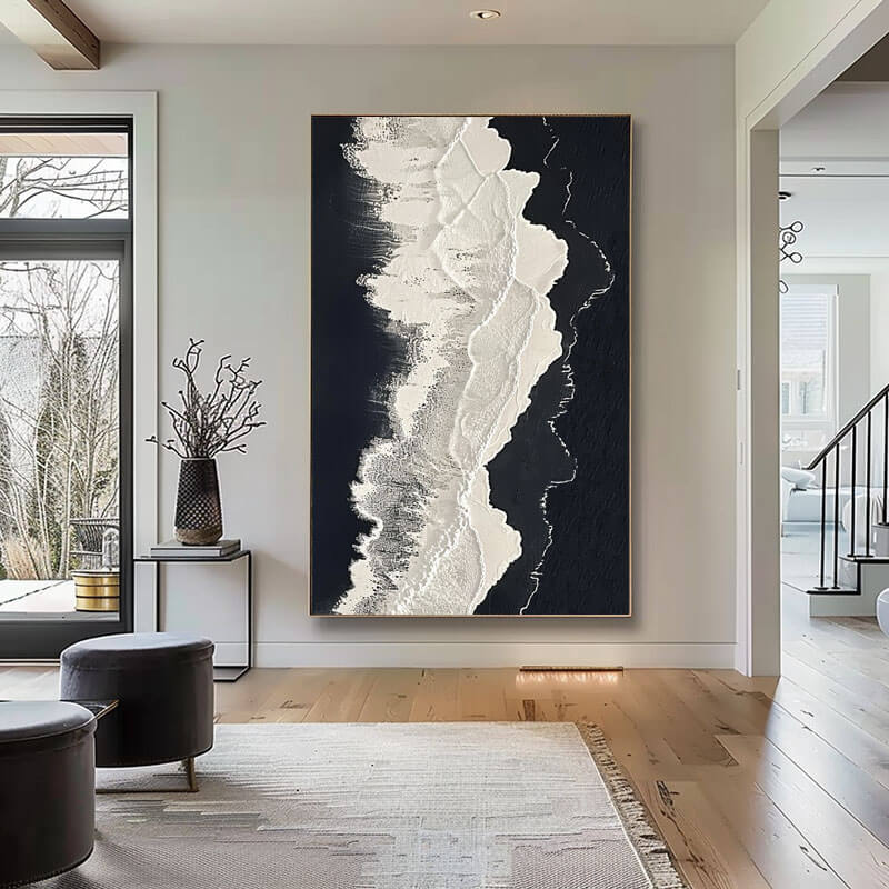 Minimalist Black & White Beach Art | Modern Coastal Decor