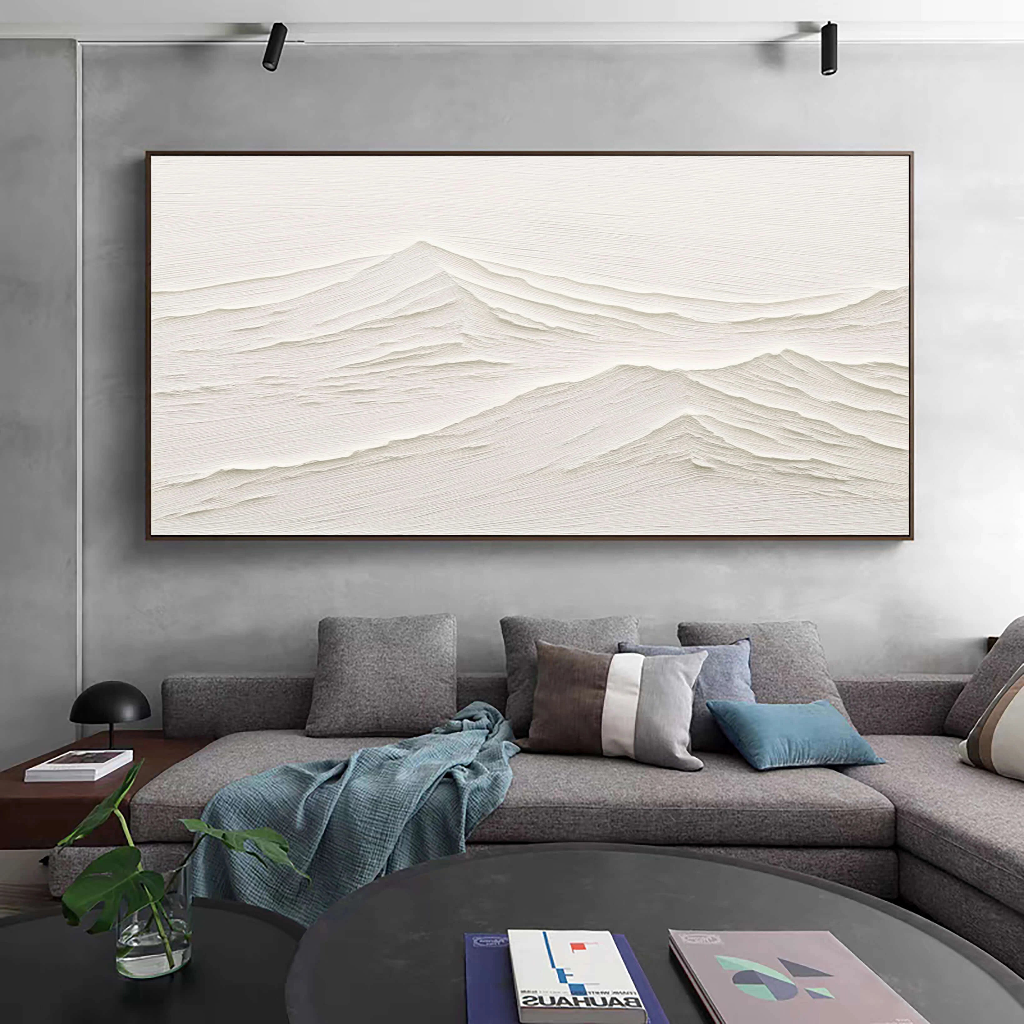 Abstract White Winter Landscape - Textured Contemporary Painting #JJ 367