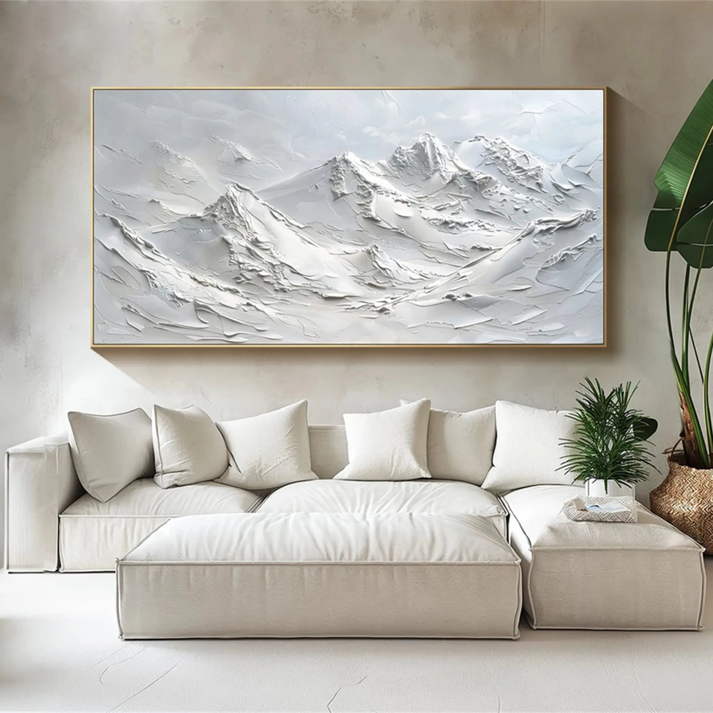 Hand-Painted Blue Glacier Peak Canvas - Modern Abstract Wall Art