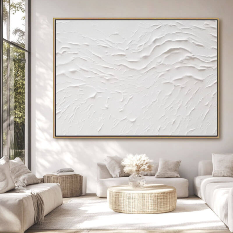Minimalist Textured White Art | 3D Wall Painting #AA 045