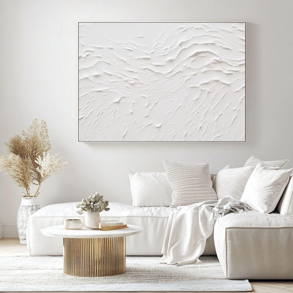 Minimalist Textured White Art | 3D Wall Painting #AA 045