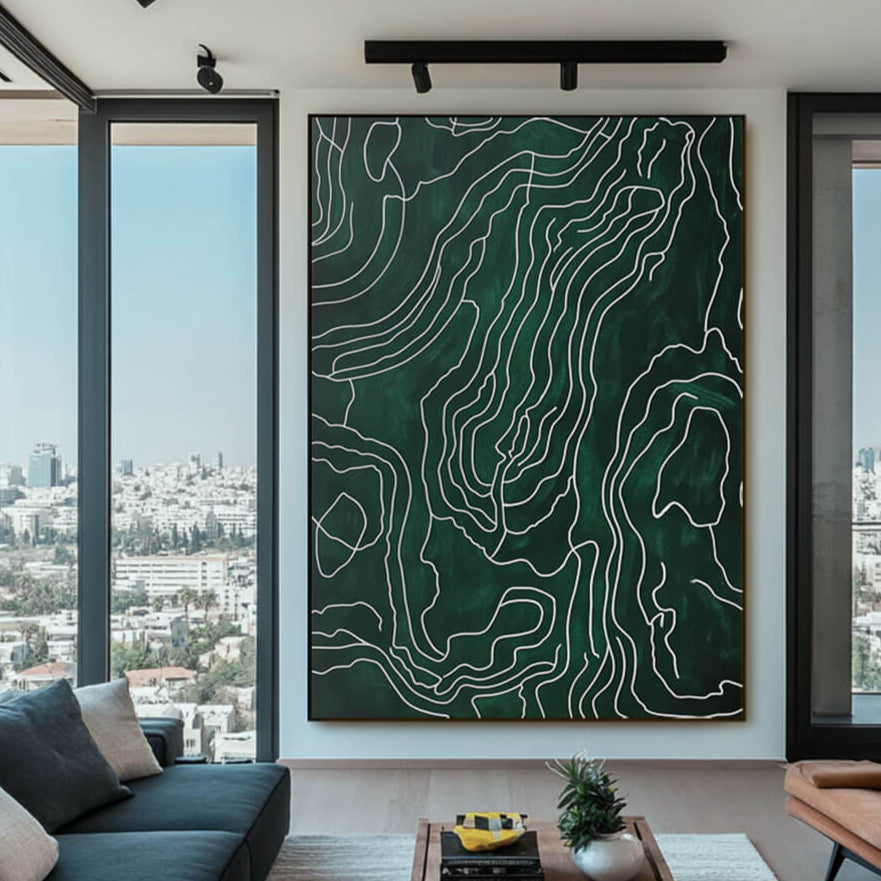 Sophisticated Green Wall Art | Modern Abstract Landscape