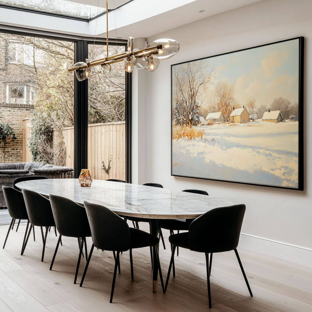 Serene Snowy Landscape Painting | Peaceful Winter Wall Art #AA 028