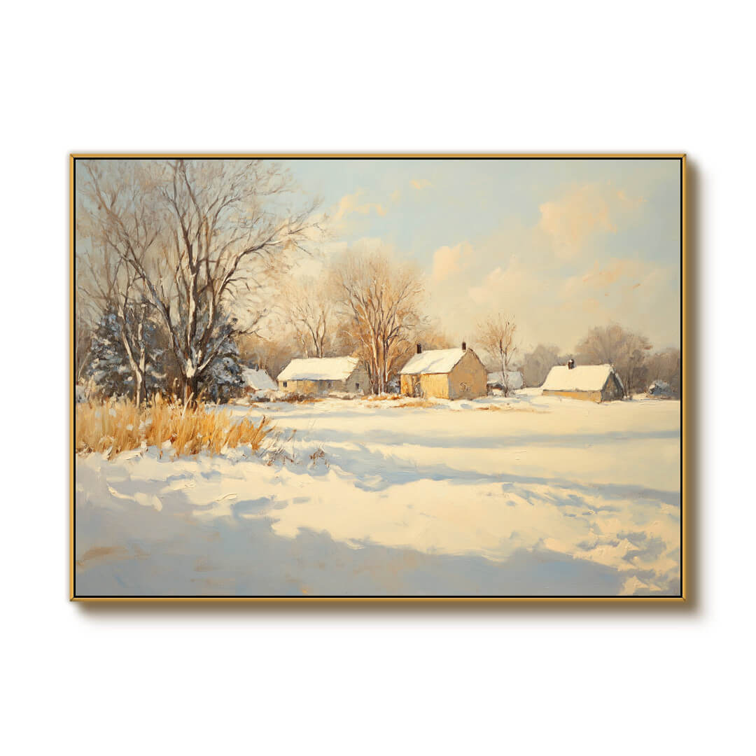 Serene Snowy Landscape Painting | Peaceful Winter Wall Art #AA 028