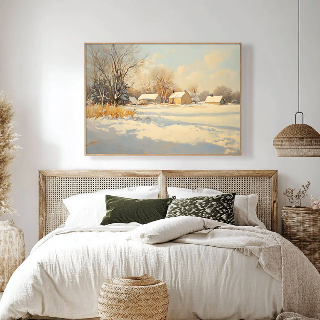 Serene Snowy Landscape Painting | Peaceful Winter Wall Art #AA 028