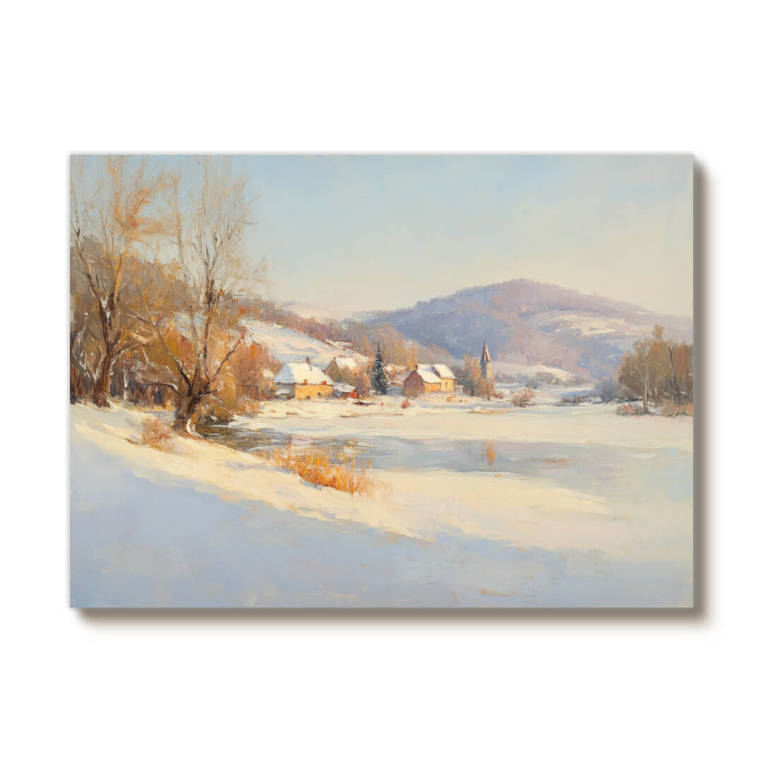 Winter Countryside Painting | Traditional Snow Scene Wall Art #AA 245