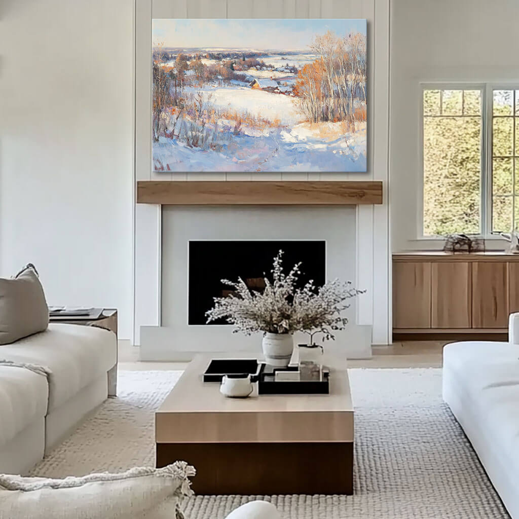 Winter Countryside Painting | Traditional Snow Scene Wall Art #AA 246