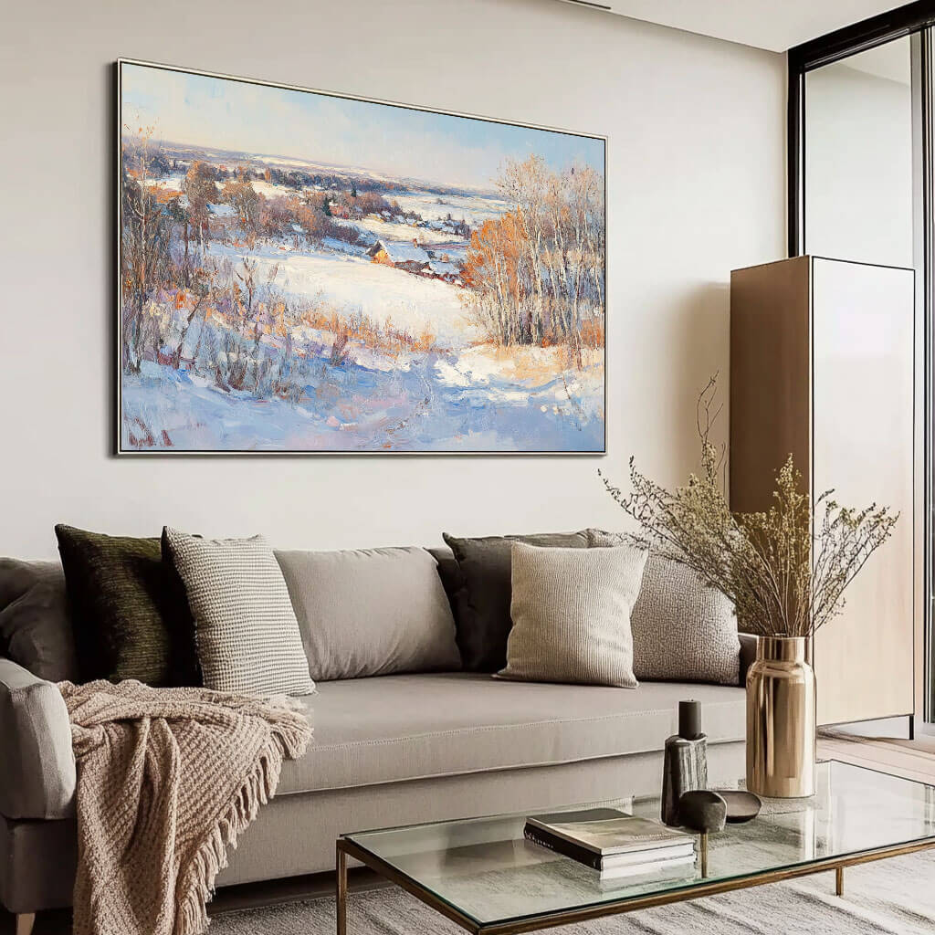 Winter Countryside Painting | Traditional Snow Scene Wall Art #AA 246