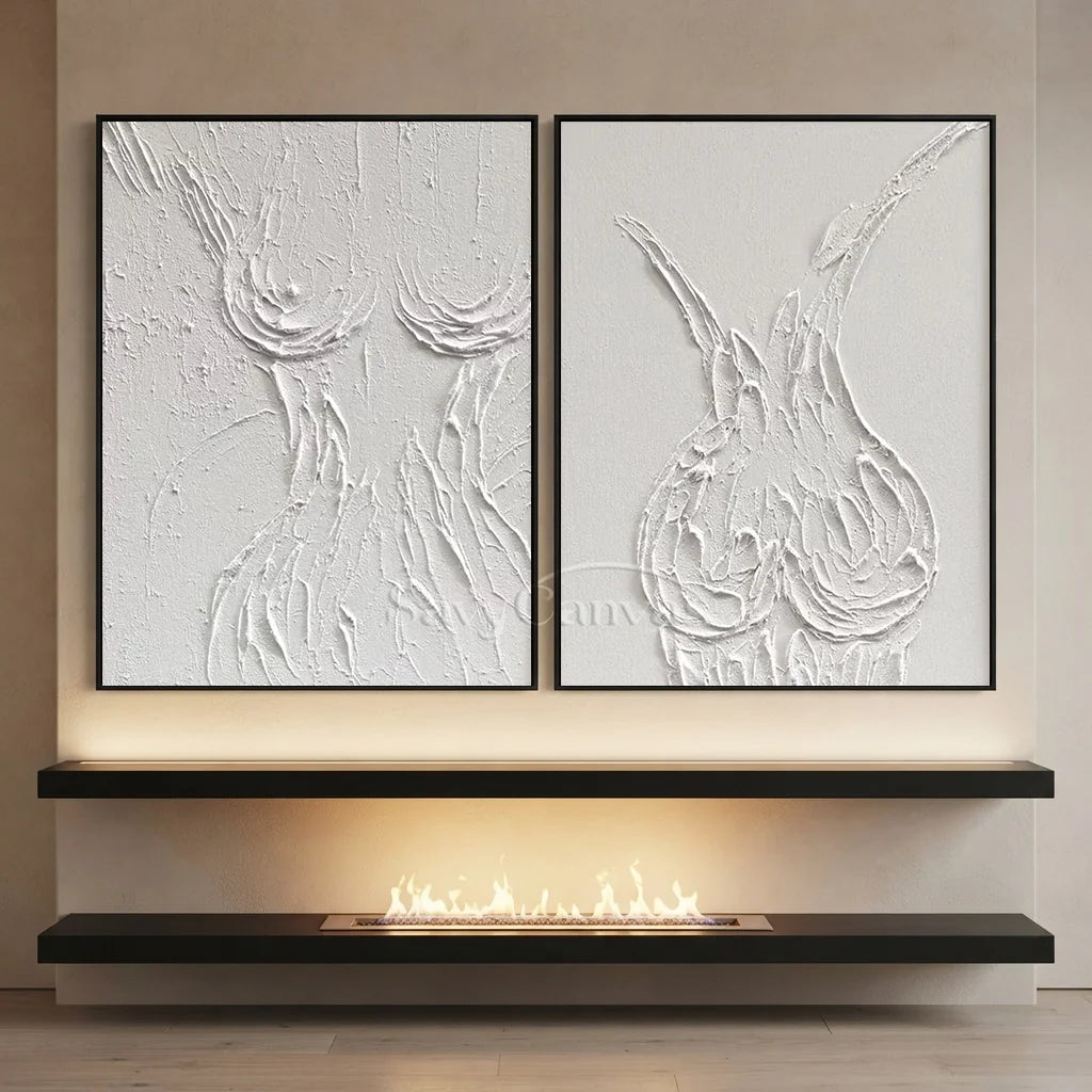 Textured Abstract Female Form Wall Art | 2 Piece Neutral Canvas Set #ZZ 204