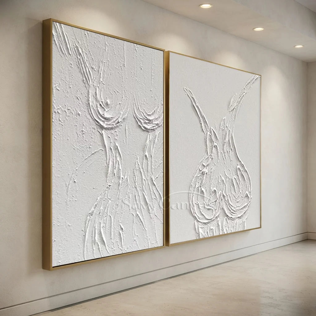 Textured Abstract Female Form Wall Art | 2 Piece Neutral Canvas Set #ZZ 204
