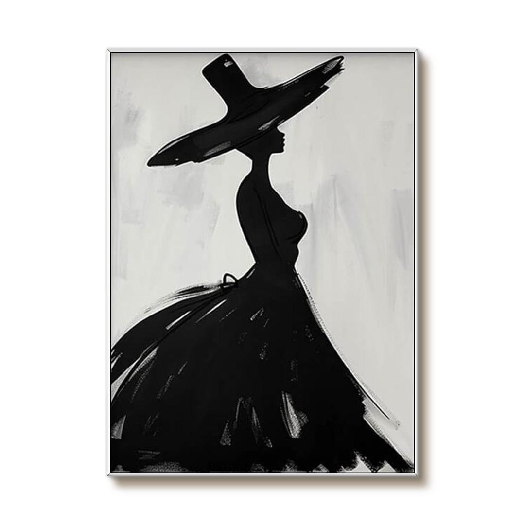 Black and White Fashion Woman Art | Elegant Lady Painting #AA 163