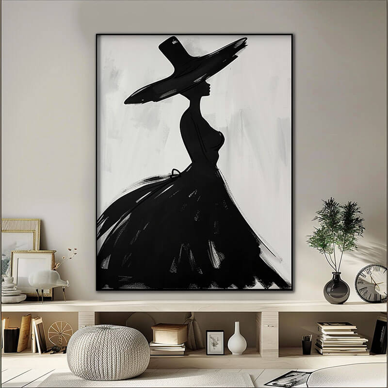 Abstract Fashion Illustration | Woman in Black Dress Painting