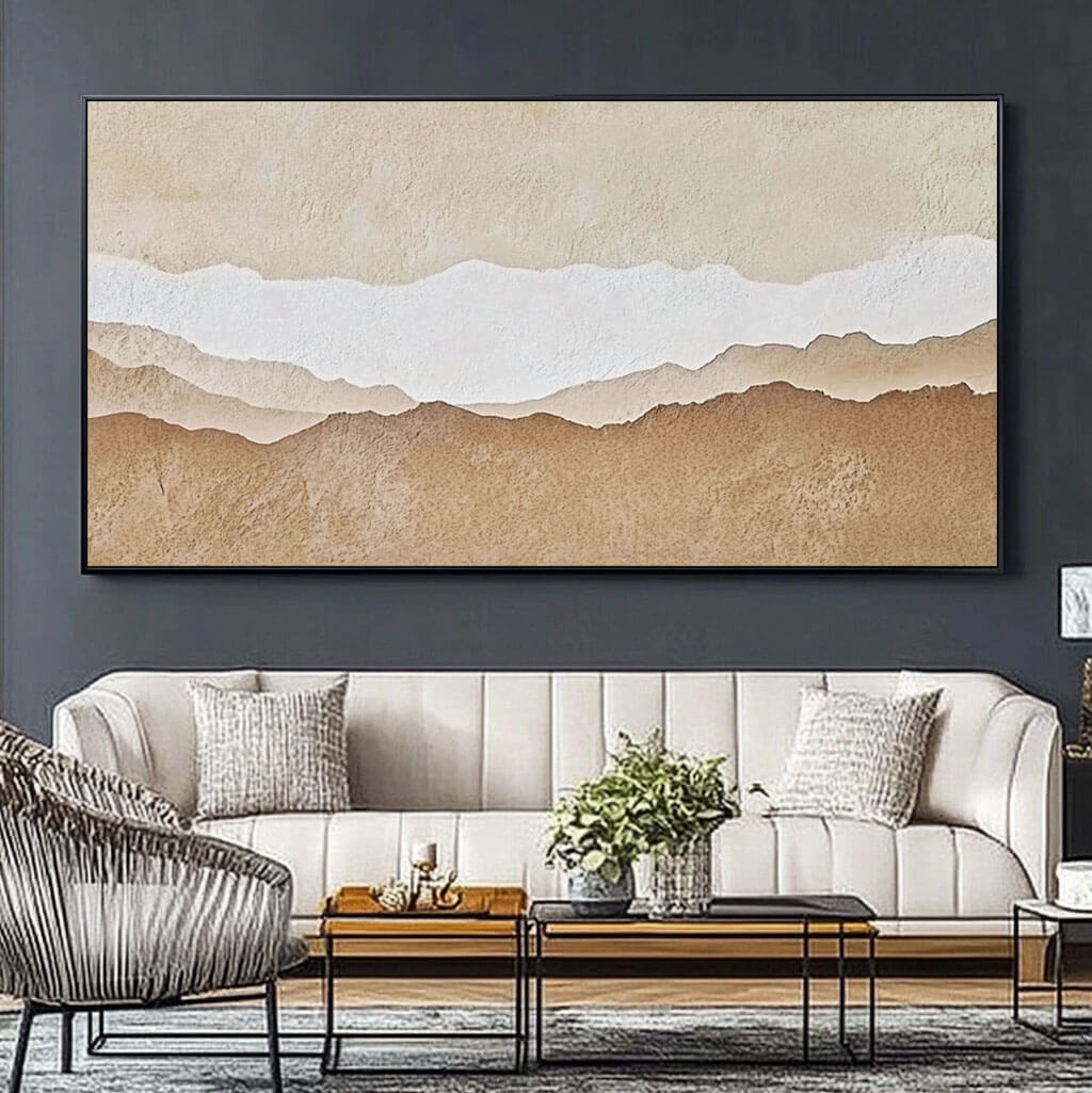 Minimalist Mountain Painting | Abstract Earth Tone Landscape