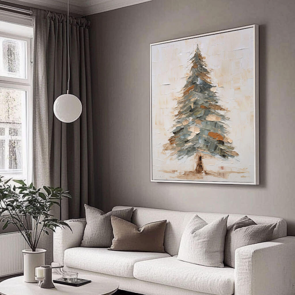 Textured Pine Tree Painting | Palette Knife Impasto Art #AA 269