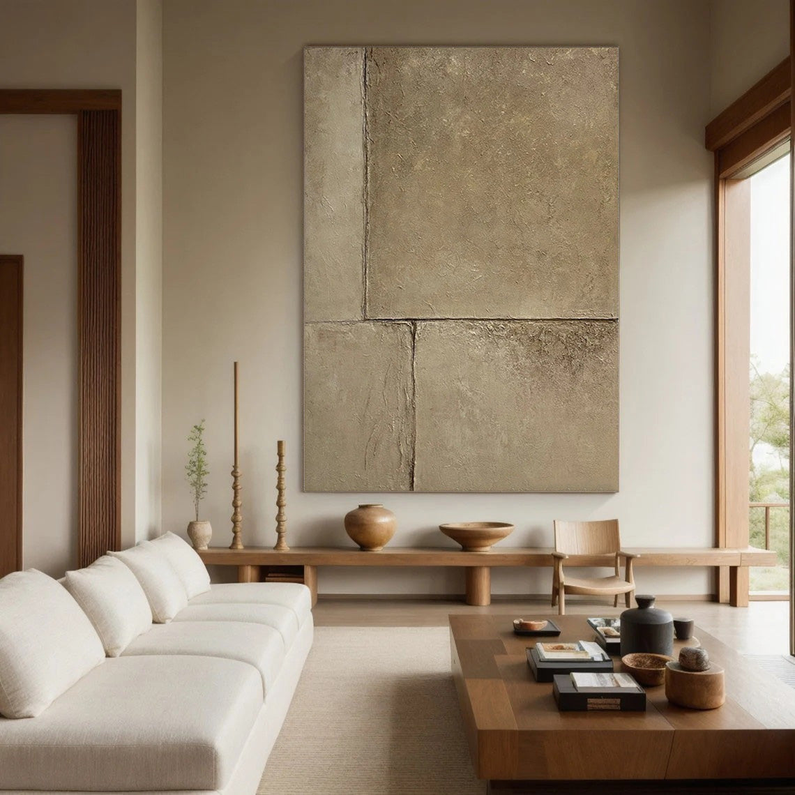 Concrete Effect Abstract Painting | Textured Neutral Wall Art Decor #JJ 055