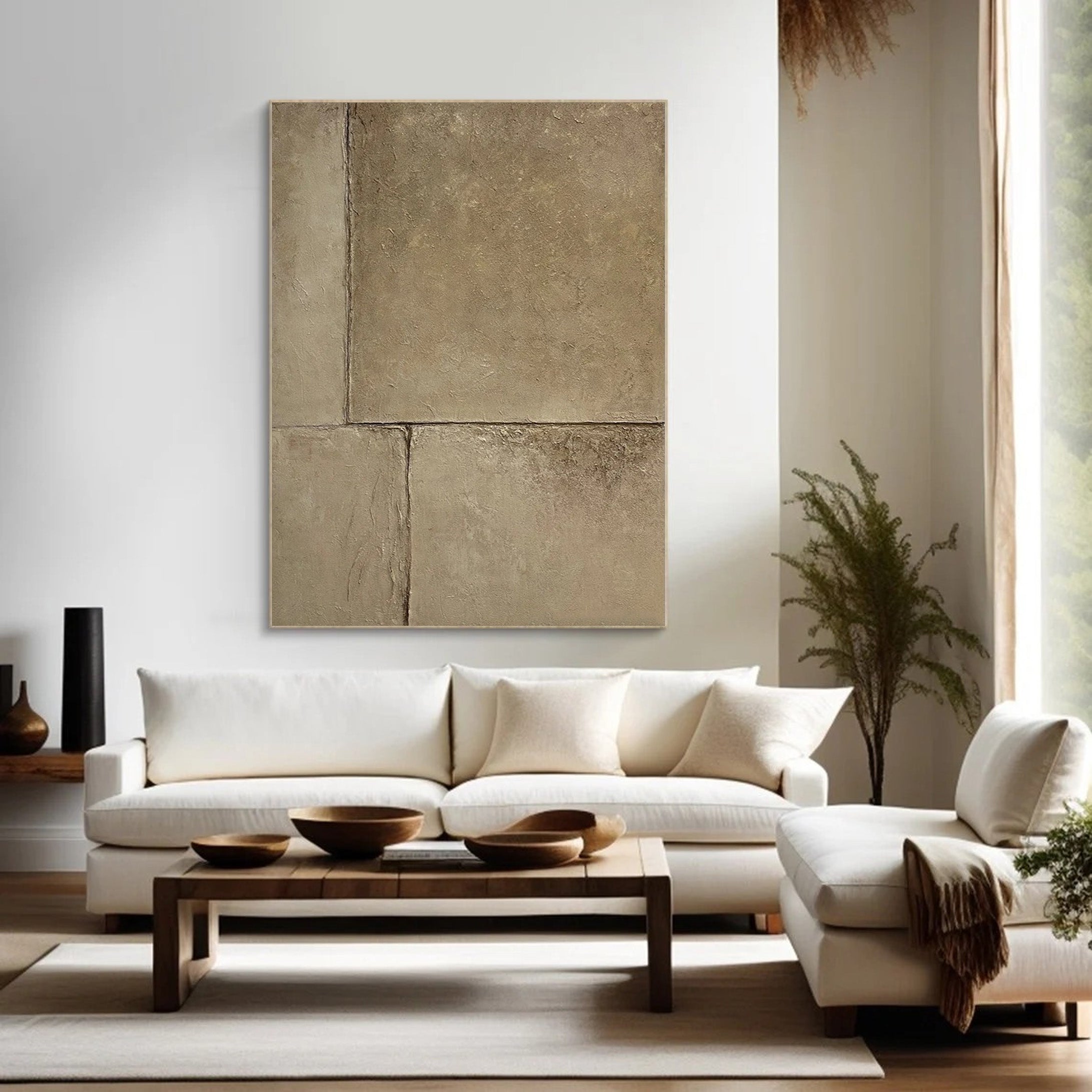 Concrete Effect Abstract Painting | Textured Neutral Wall Art Decor #JJ 055