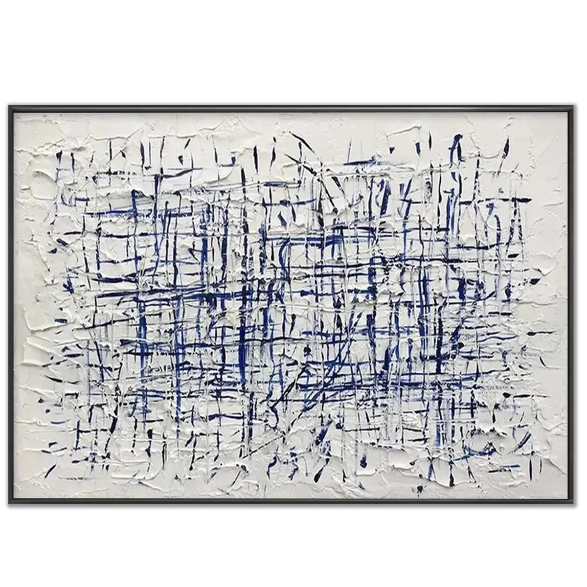 Textured Blue & White Abstract Art | Minimalist 3D Painting #AA 202