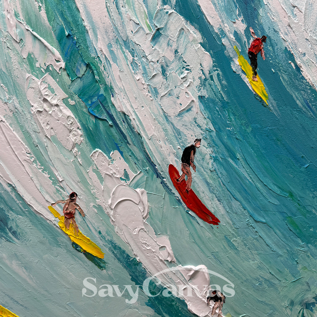 Modern Coastal Wall Art | Large 3D Surfing Wave Painting #AA 237