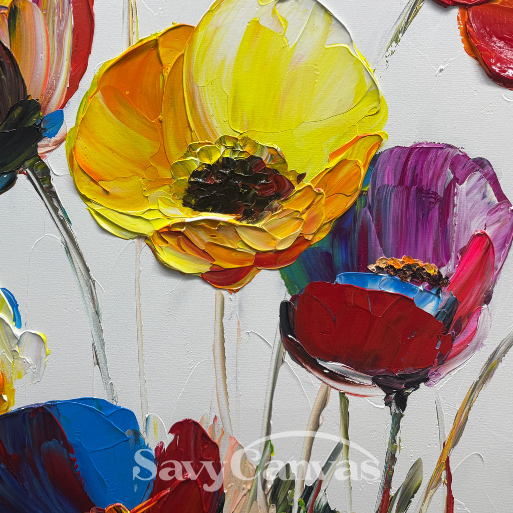 Heavy Texture Poppy Painting | Palette Knife Floral Art #AA 259