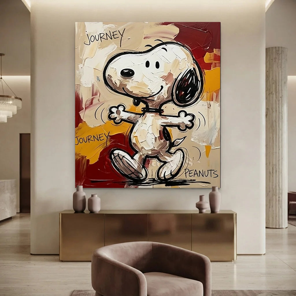 Pop Culture Peanuts Oil Painting | Abstract Snoopy Artwork #SS 371