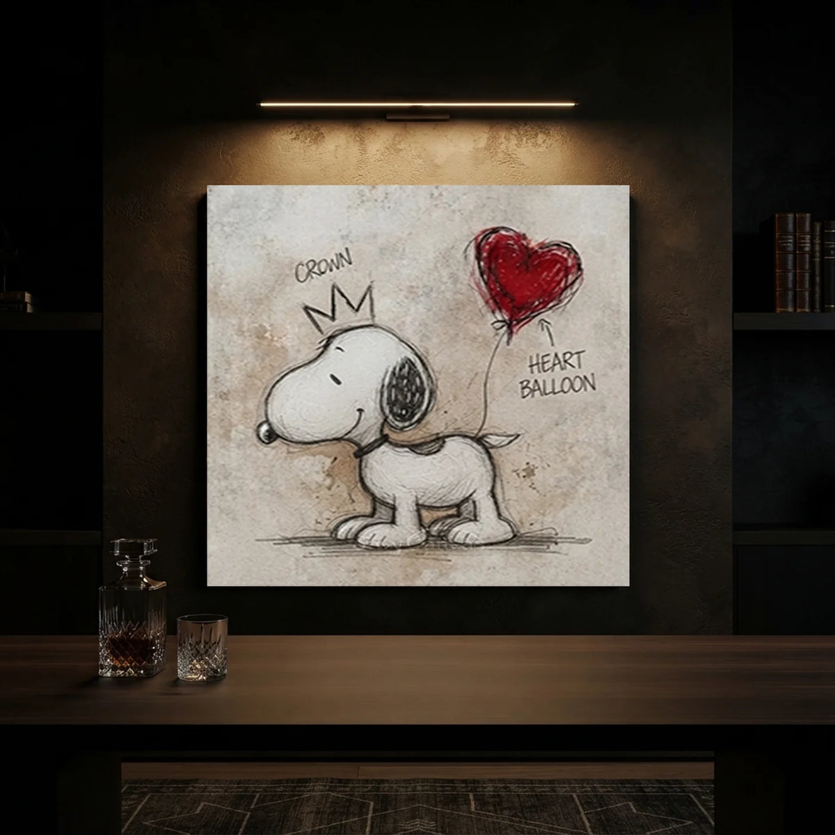 Whimsical Snoopy Heart Balloon Art for Joyful Spaces #MM 577