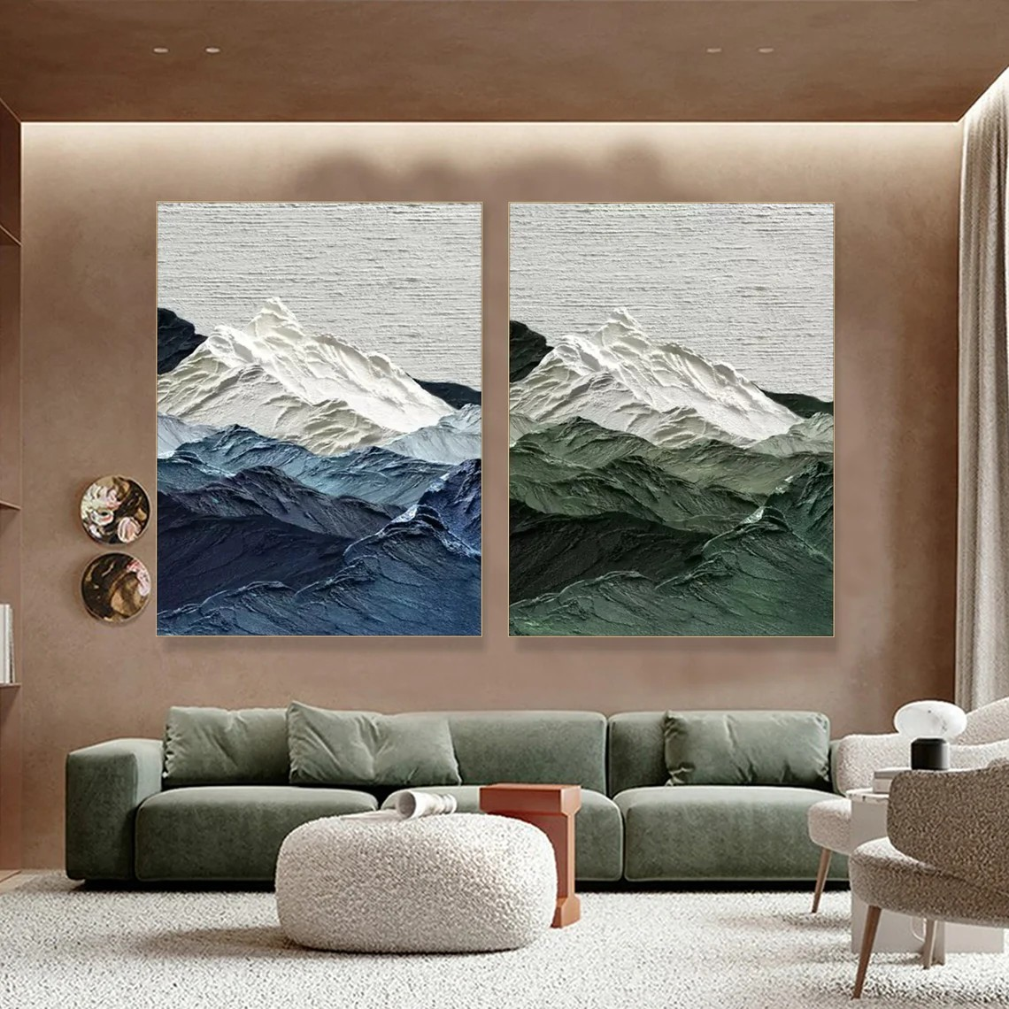 Abstract Mountain Range Canvas Painting – Set of 2 | #TC 080