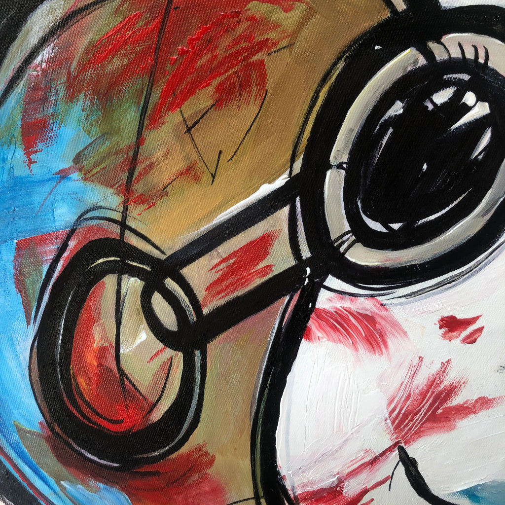 Snoopy Flying Ace Graffiti Oil Painting - 2 Piece Canvas Wall Art #SS 057