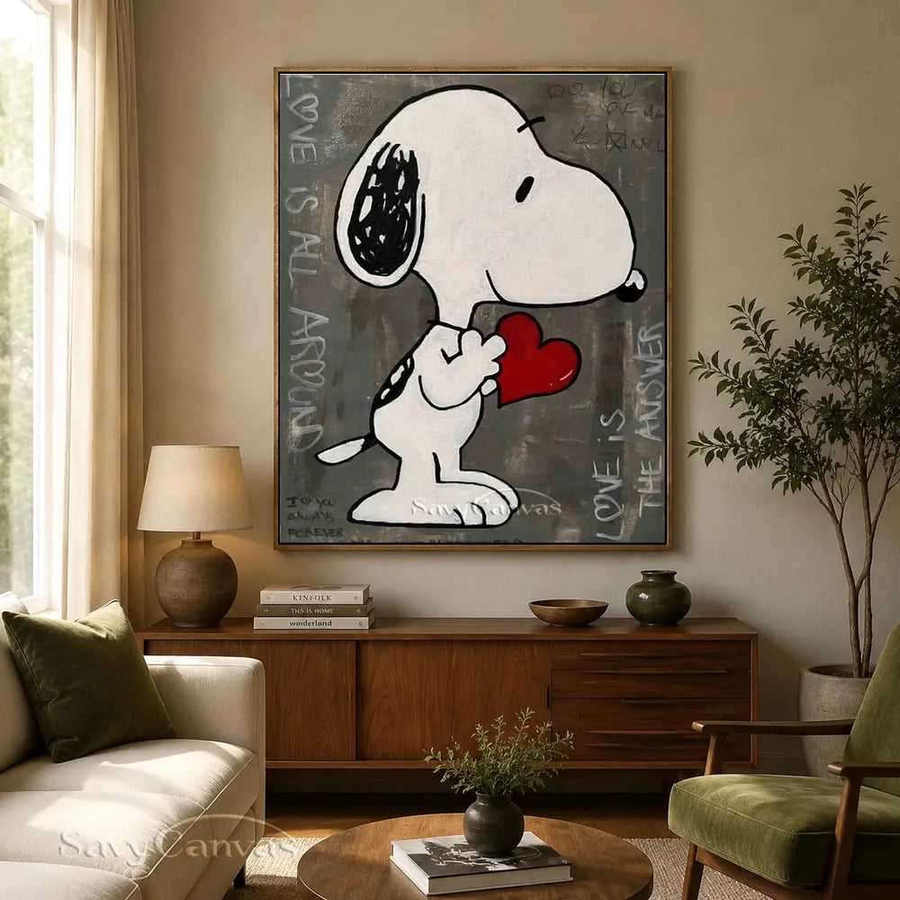 Pop Art Gray Snoopy Hand-painted Canvas #SS 261