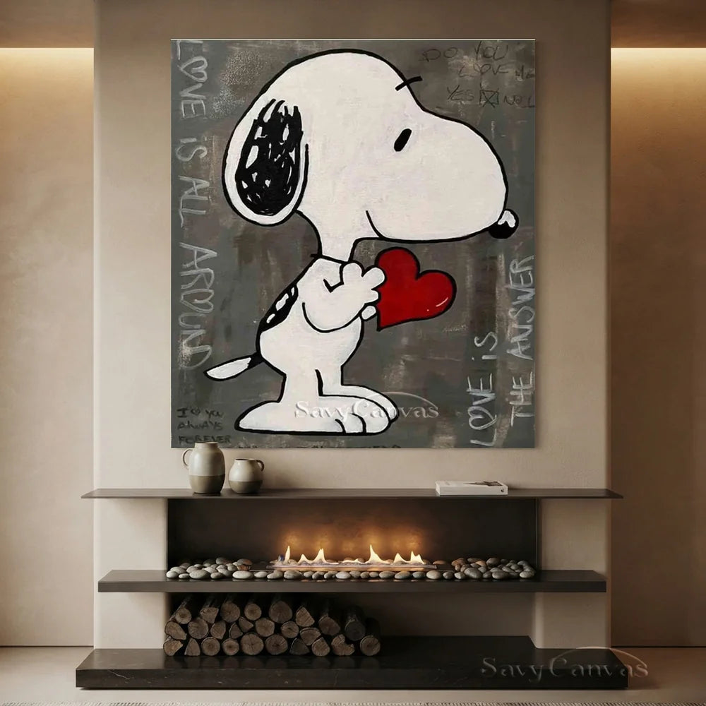 Pop Art Gray Snoopy Hand-painted Canvas #SS 261