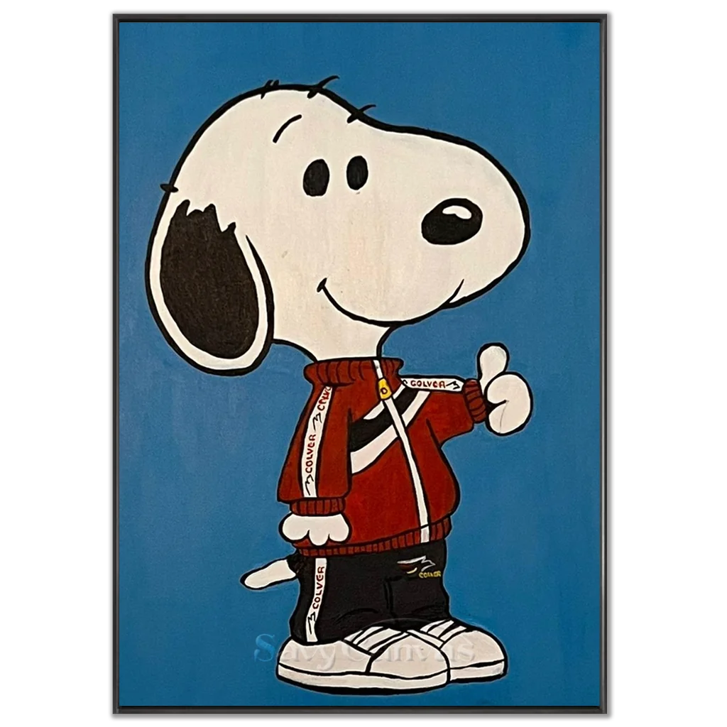 Pop Art Snoopy Canvas Oil Painting, Blue Cartoon Wall Art #SS 372