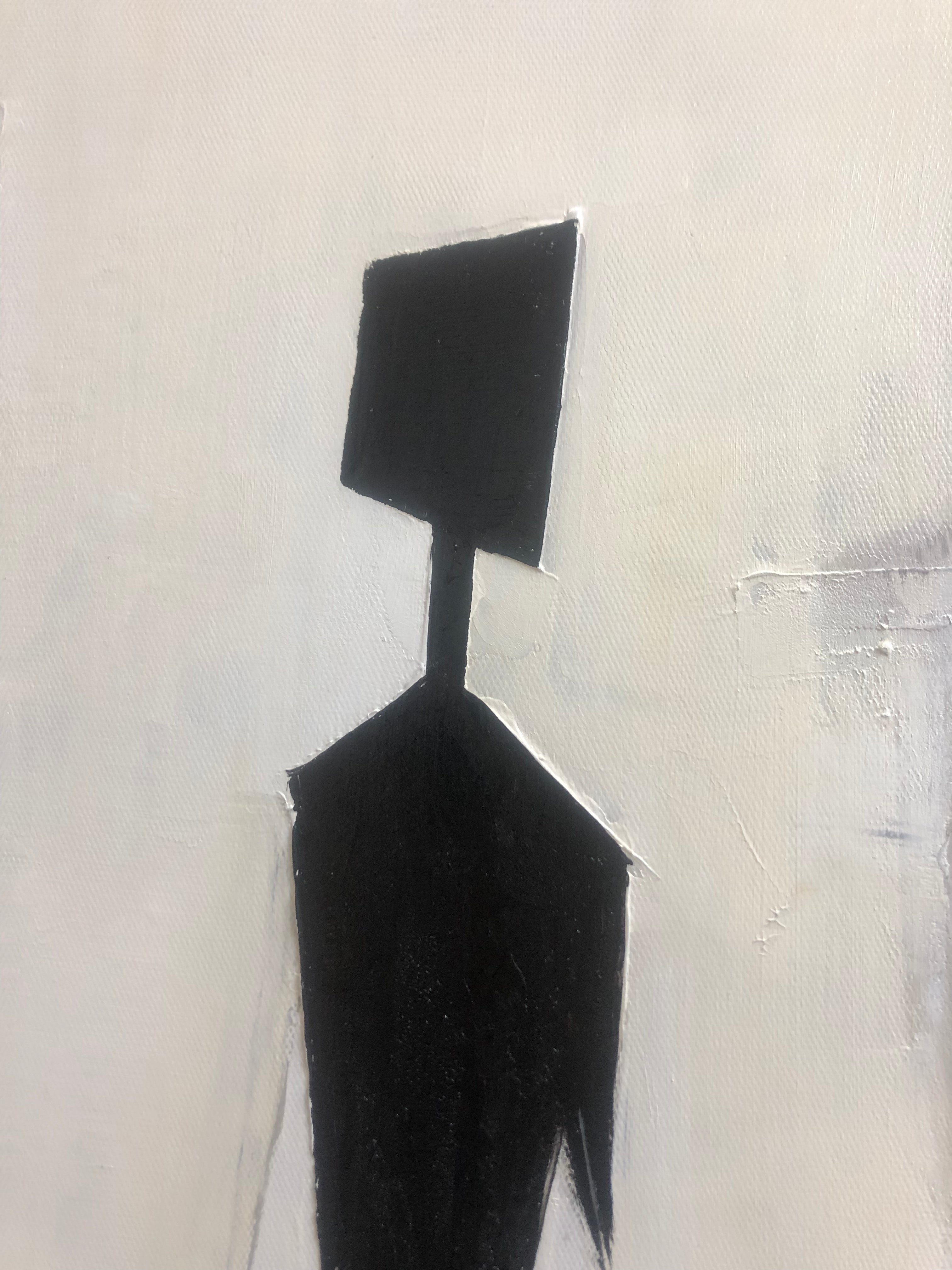 Abstract Couple Silhouette Wall Art - Minimalist Black & Beige Canvas #CC 007