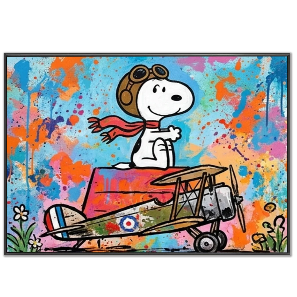 Vibrant Cartoon Wall Art - Snoopy Pilot Decor #SS 401