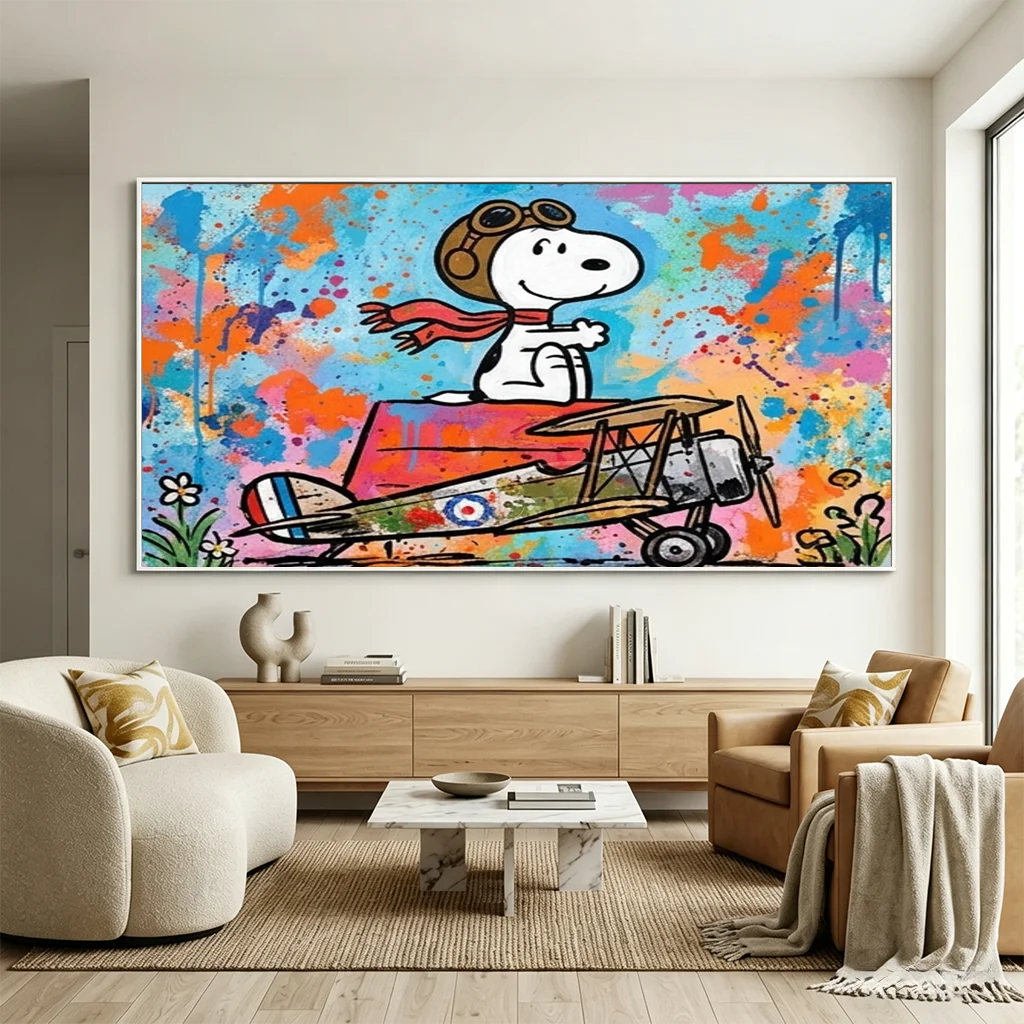 Vibrant Cartoon Wall Art - Snoopy Pilot Decor #SS 401