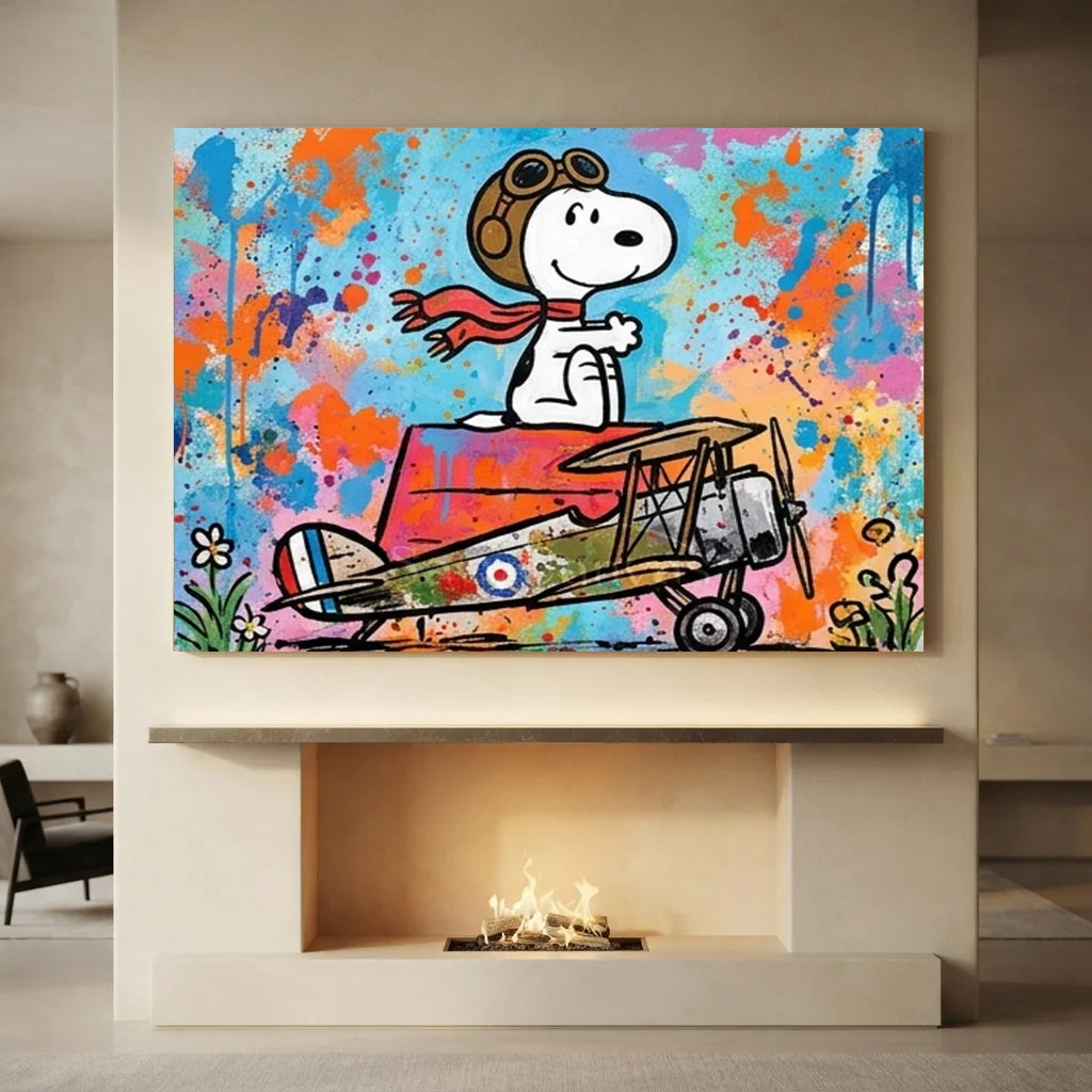 Vibrant Cartoon Wall Art - Snoopy Pilot Decor #SS 401