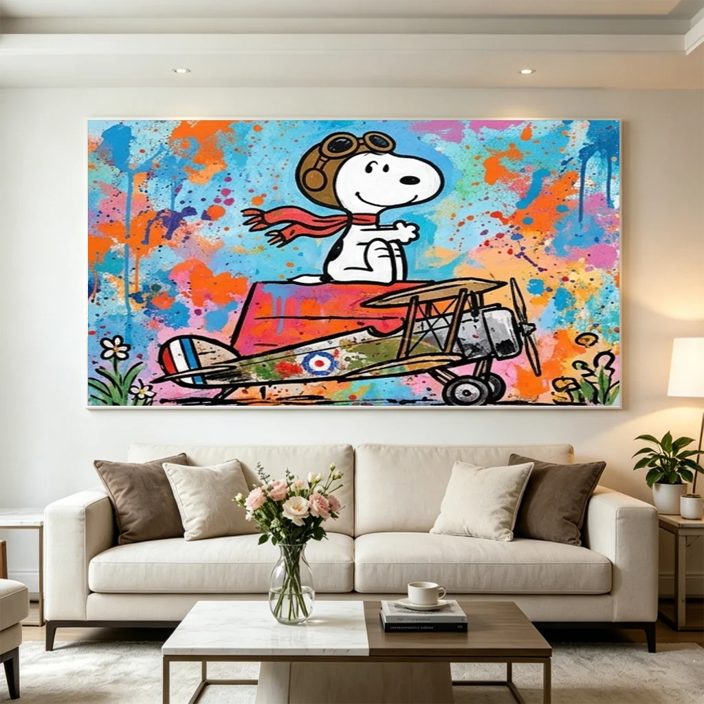 Vibrant Cartoon Wall Art - Snoopy Pilot Decor #SS 401
