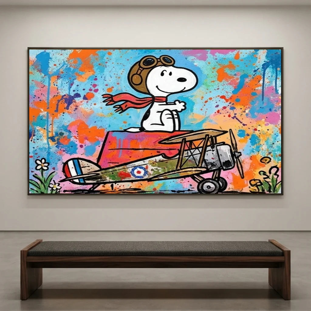 Vibrant Cartoon Wall Art - Snoopy Pilot Decor #SS 401